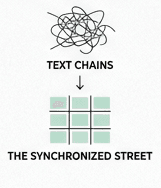 From text chains to a synchronized neighborhood street